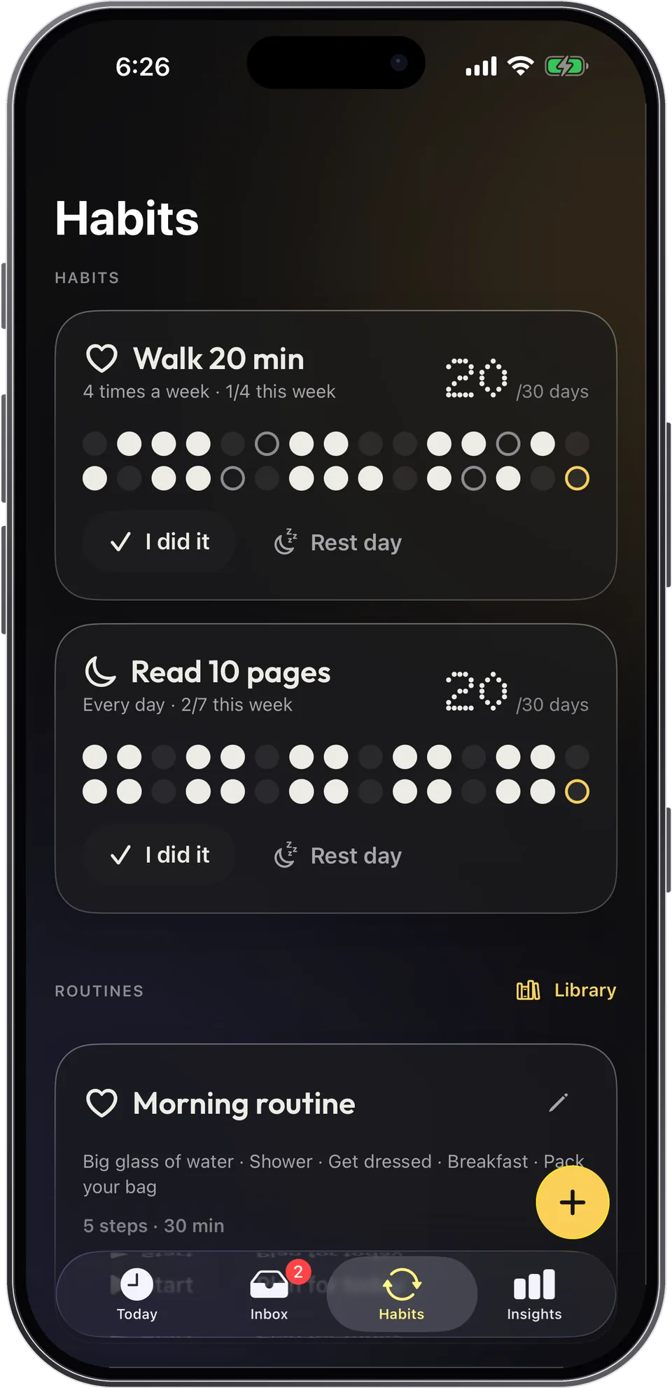 Habits in Capday: 30 days of consistency, no streaks.